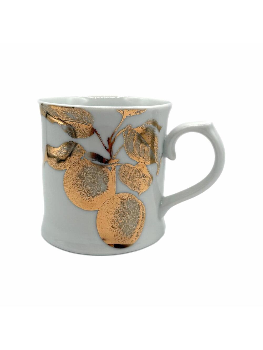 Vintage The Metropolitan Museum of Art Peaches Fruit Coffee Mug – White & Gold